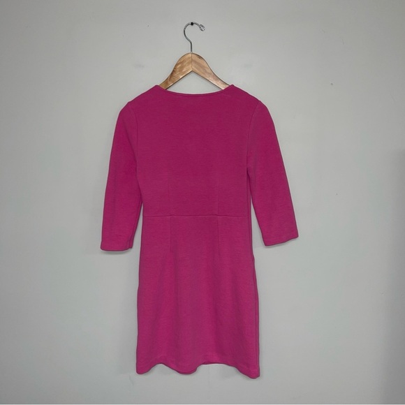 Boden Dress Women's Size 2 Petite Pink Shift 3/4 Sleeves V-Neck Bronte Ottoman - Picture 6 of 13